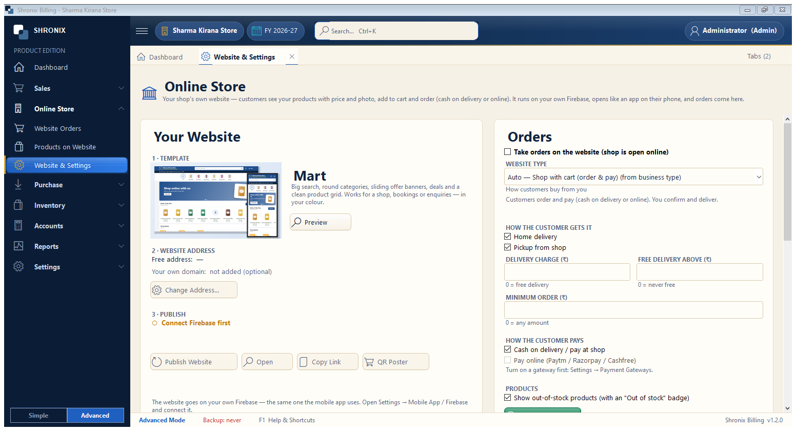 Your online store (website) and QR poster