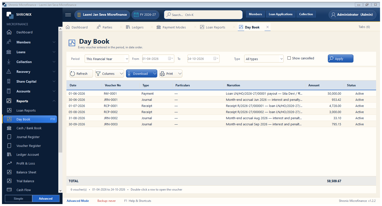 Day book and cash book