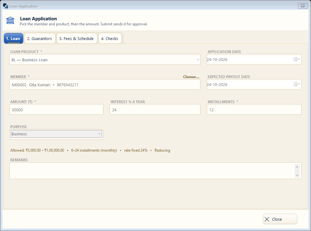 Loan application