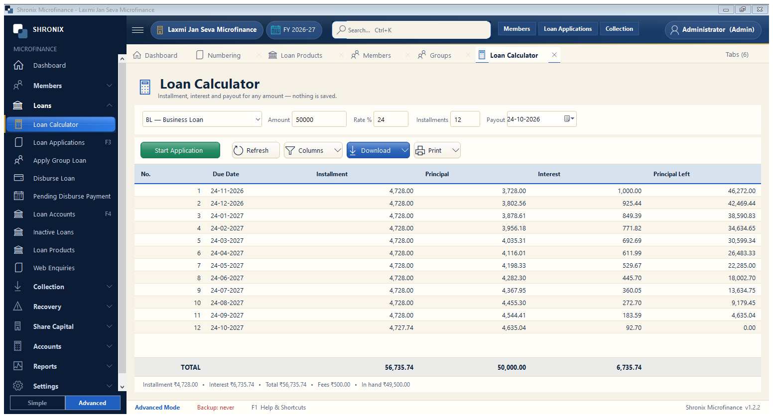 Loan calculator