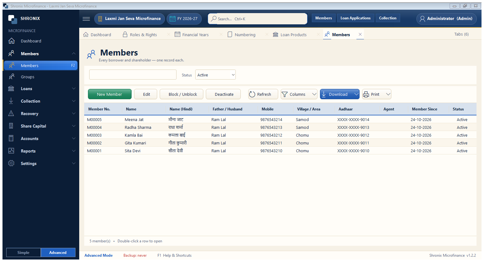 Members list