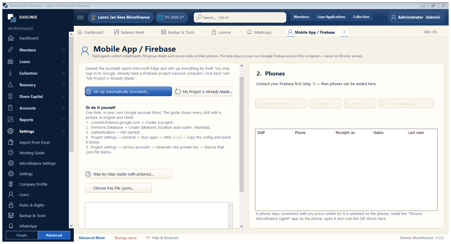 Mobile app for field agents