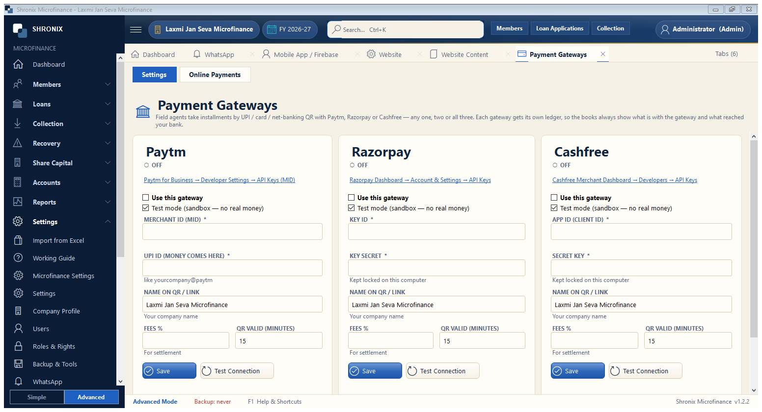 Payment gateway — take UPI / card payments by QR