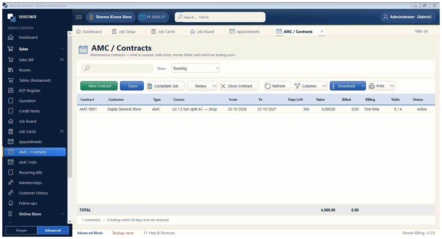 AMC / contracts list