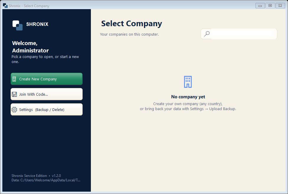 Company list — start a new company
